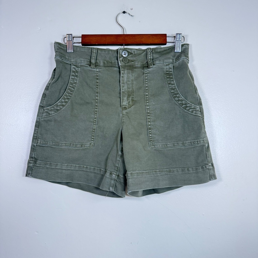 Sanctuary Discovery Utility Cargo Patch Pocket Shorts Size 27 Olive Green